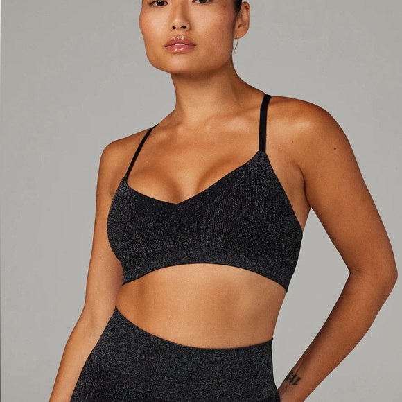 NWT Savage X Fenty Rihanna BAWDY DOUBLE KNIT BRALETTE sparkly black caviar sz XS - Picture 1 of 14